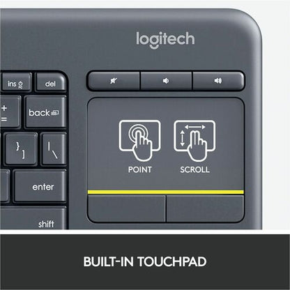Clavier sans fil Logitech K400 Plus Touchpad - Connectivité sans fil - Interface USB