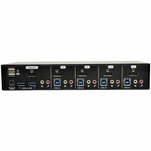 4-PORT DISPLAYPORT KVM SWITCH WITH AUDIO CABLES AND USB 3.0 SUPER