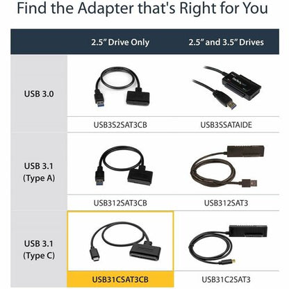 Adaptador USB C a SATA de StarTech.com - para unidades SATA de 2,5" - UASP - Ex
