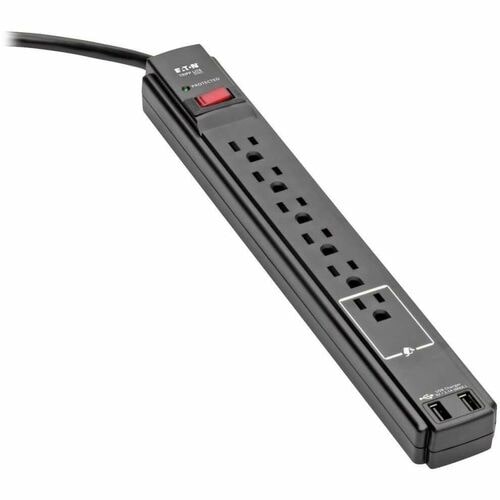 Tripp Lite Surge Protector Power Strip 6 Outlet 2 USB Ports 6 ' Cord B