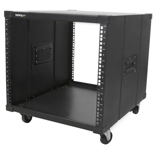 StarTech.com 4-Post 9U Mobile Open Frame Server Rack, 19" Network Roll