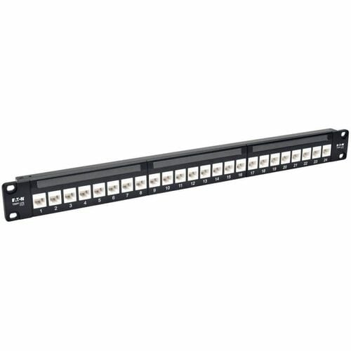 Panel de conexión de 24 puertos Cat6a de Tripp Lite con alimentación pasante para montaje en rack RJ45 Ethernet 1U - 24