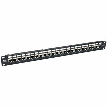 Panel de conexión Cat6a de 24 puertos, blindado, con alimentación pasante, para montaje en rack RJ45 1U - 24