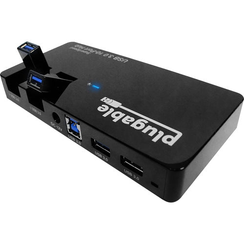 Hub USB Plugable, 10 ports - USB 3.0 5 Gbit/s avec adaptateur secteur 48 W et deux ports rabattables