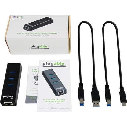 Hub USB enfichable avec Ethernet, hub alimenté par bus USB 3.0 à 3 ports