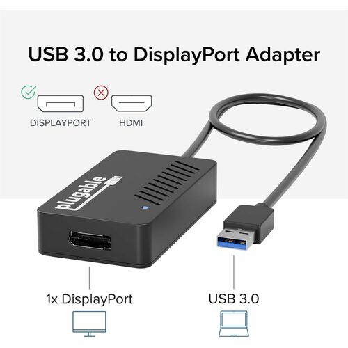 Adaptador DisplayPort USB 3.0 4K enchufable para varios monitores