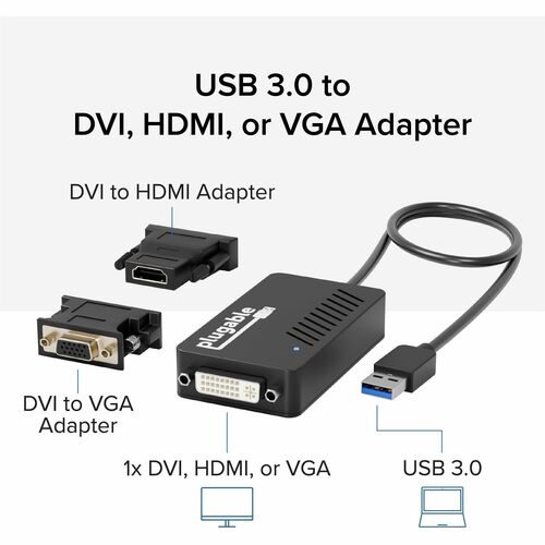 Adaptador HDMI/DVI/VGA USB 3.0 enchufable para varios monitores
