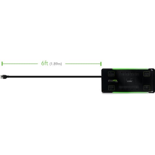 Plugable Surge Protector Power Strip with USB and 12 AC Outlets - Buil