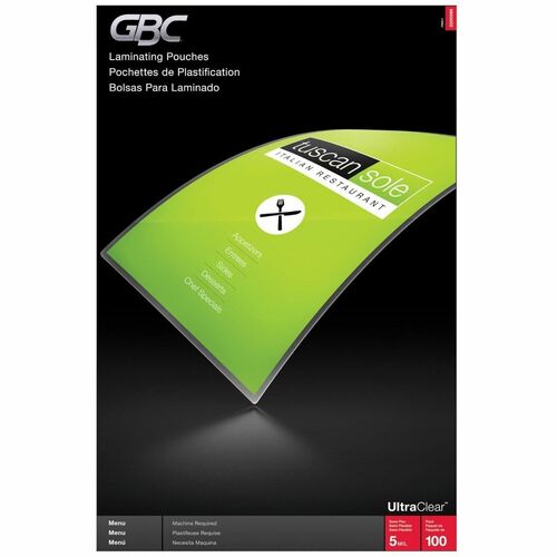 Paquet de 100 pochettes de plastification thermique ultra-transparentes, format menu 5 MIL