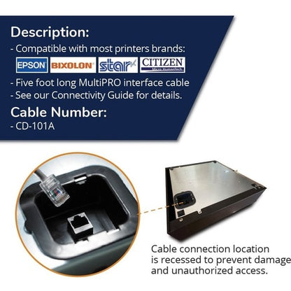 apg Printer Interface Cable | CD-101A Cable for Cash Drawer to Printer| 1 x RJ-1