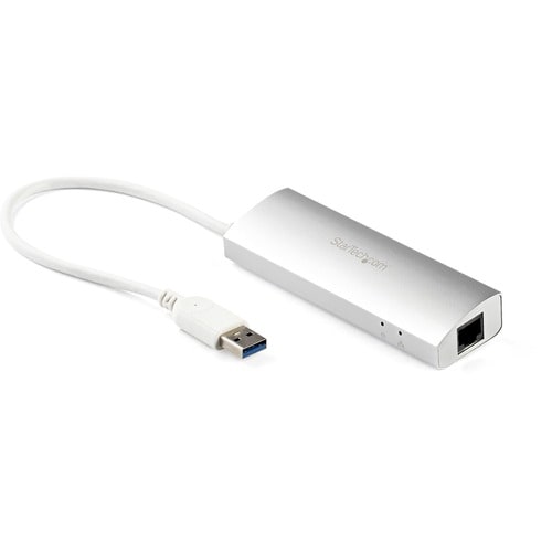 HUB USB DE 3 PUERTOS CON ADAPTADOR DE RED GIGABIT PLATEADO HUB USB 3