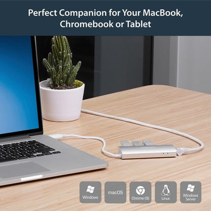 3PORT USB HUB WITH GIGABIT NETWORK ADAPTER SILVER USB 3 HUB