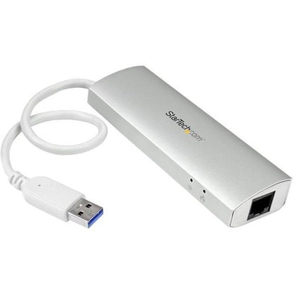 3PORT USB HUB WITH GIGABIT NETWORK ADAPTER SILVER USB 3 HUB