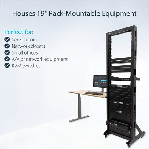 Rack serveur mobile à cadre ouvert StarTech.com 42U à 2 montants, 2 montants, 48 ​​cm de large
