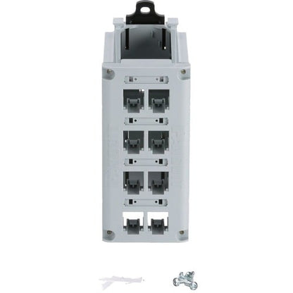 IndustrialNet DIN Rail Mount Patch Panel - 8 Port(s) - 8 x RJ-45 - Rock Gray - DIN Rail Mo