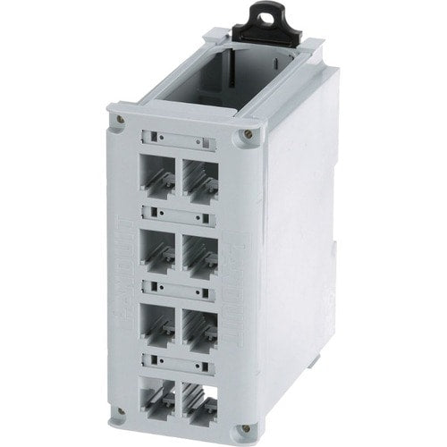 IndustrialNet DIN Rail Mount Patch Panel - 8 Port(s) - 8 x RJ-45 - Rock Gray - DIN Rail Mo