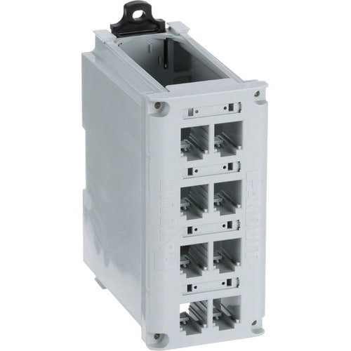 IndustrialNet DIN Rail Mount Patch Panel - 8 Port(s) - 8 x RJ-45 - Rock Gray - DIN Rail Mo