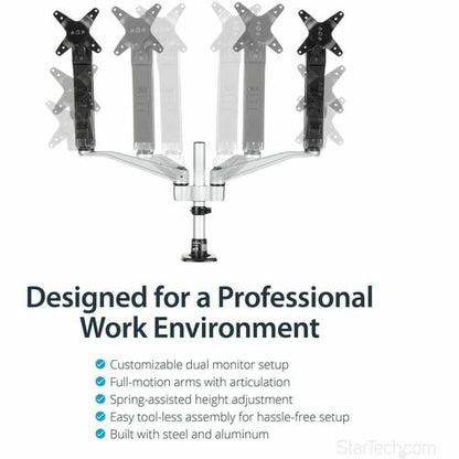 StarTech.com Desk Mount Dual Monitor Arm, Full Mot