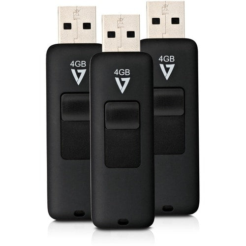 Lot de 3 clés USB 2.0 4 Go avec connecteur rétractable noir