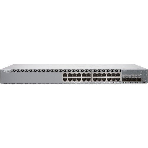 EX2300 24 puertos 10/100/1000BASE-T con fuente de alimentación CC interna, 4 puertos SFP/SFP+ de 1/10 G