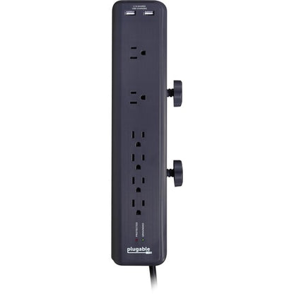 Plugable 6 AC Outlet Surge Protector with Clamp Mount for Workbench or