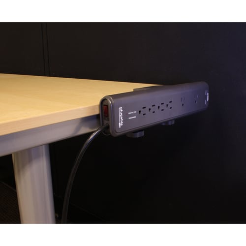 Plugable 6 AC Outlet Surge Protector with Clamp Mount for Workbench or