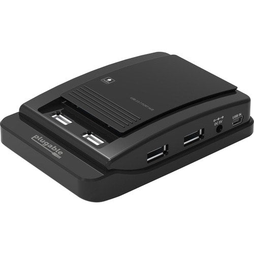 Plugable USB 2.0 7-Port High Speed Hub with 15W Power Adapter - USB 2.0 Type A