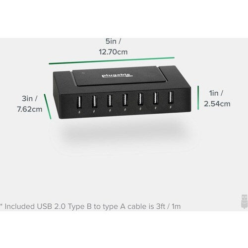 Hub de charge haute vitesse 7 ports USB 2.0 Plugable avec adaptateur secteur 60 W. - USB 2.0 Type A