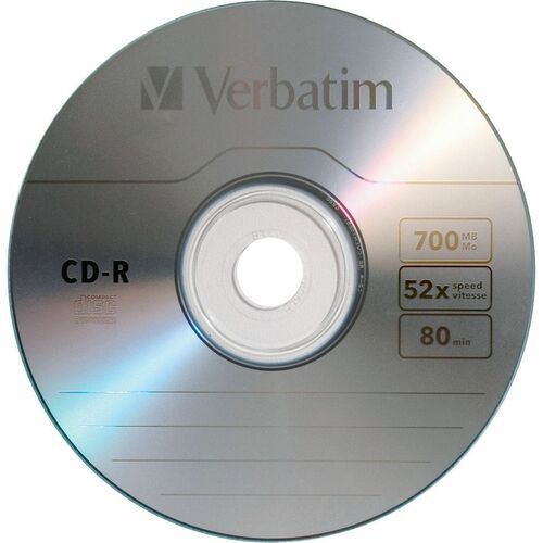 CD-R Verbatim 700 Mo 52X avec surface de marque - 1 paquet, boîtier fin