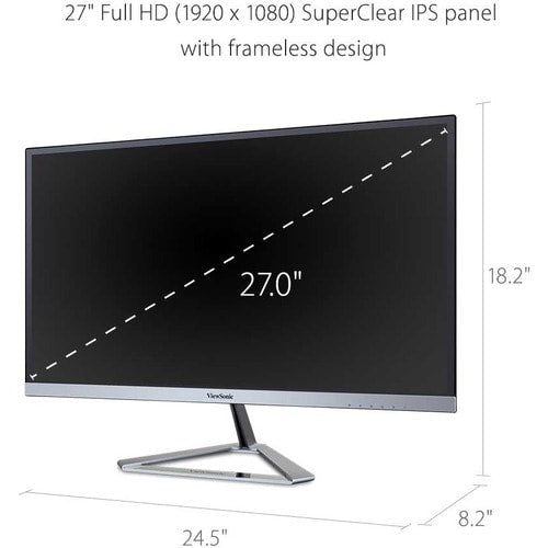 Écran Viewsonic 27 pouces, dalle IPS, résolution 1920 x 1080 - 27 pouces visible - en