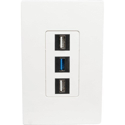 Placa de pared universal Keystone de una sola unidad de 3 puertos de Tripp Lite by Eaton, blanca - 3 x número total
