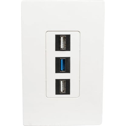 Placa de pared universal Keystone de una sola unidad de 3 puertos de Tripp Lite by Eaton, blanca - 3 x