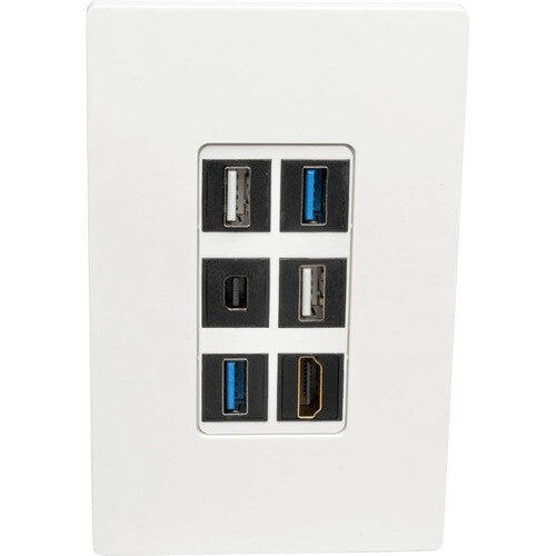 Placa de pared universal Keystone de una sola unidad de 6 puertos de Tripp Lite by Eaton, blanca - 6 x