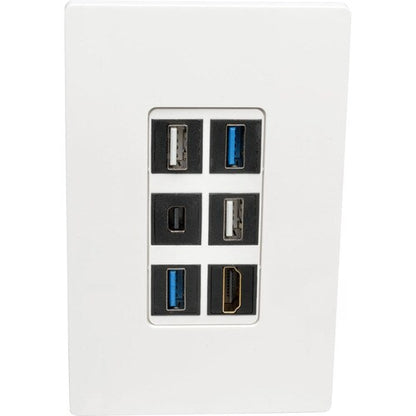 Placa de pared universal Keystone de una sola unidad de 6 puertos de Tripp Lite by Eaton, blanca - 6 x