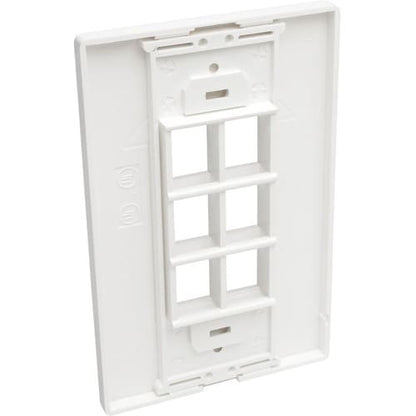 Placa de pared universal Keystone de una sola unidad de 6 puertos de Tripp Lite by Eaton, blanca - 6 x
