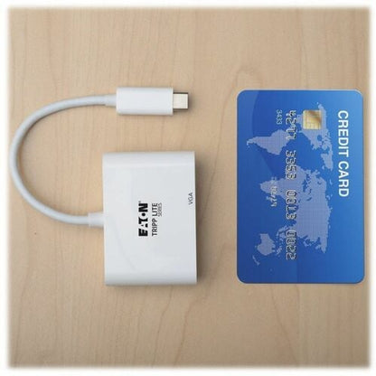 Tripp Lite by Eaton U444-06N-VGA-RA Right-Angle USB-C to VGA Adapter, M/F, White - 6\" (15