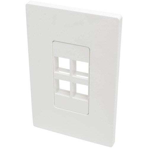 Placa de pared universal Keystone de una sola unidad de 4 puertos de Tripp Lite by Eaton, blanca - 4 x