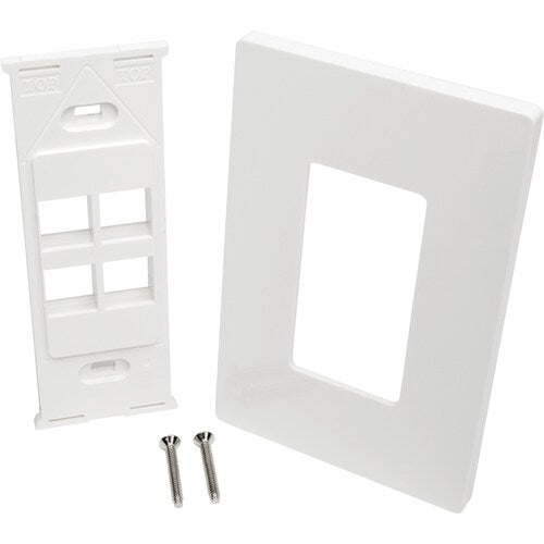 Placa de pared universal Keystone de una sola unidad de 4 puertos de Tripp Lite by Eaton, blanca - 4 x