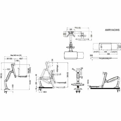 Poste de travail à bras unique avec pince Amer Mounts (Du