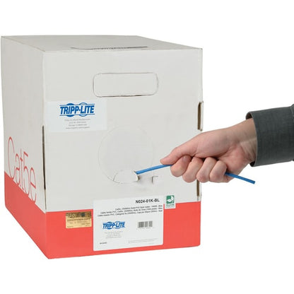 Tripp Lite by Eaton Cat5e 350 MHz Bulk Solid-Core Plenum-Rated PVC Cable, Blue,