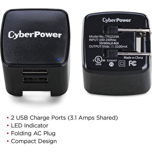 CyberPower TR12U3A AC Adapter - 120 V AC, 230 V AC Input - 5 V DC Outp
