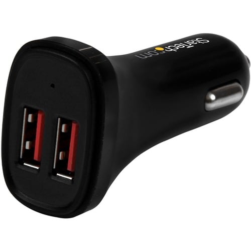 Star Tech.com Dual Port USB Car Charger - Black - High Power 24W/4.8A