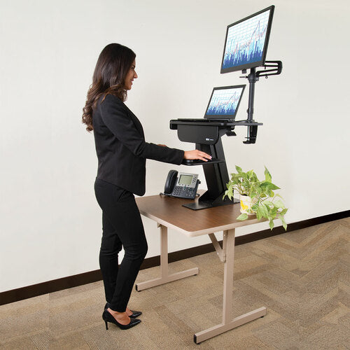 Abrazadera de escritorio para un solo monitor WorkWise de Tripp Lite para trabajar sentado o de pie