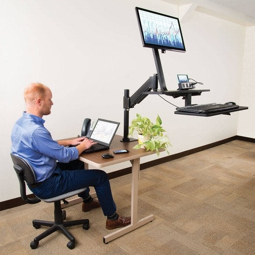Abrazadera de escritorio para un solo monitor WorkWise de Tripp Lite para trabajar sentado o de pie