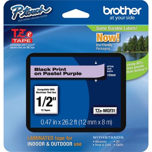 RUBAN LAMINÉ 12 MM NOIR PASTEL VIOLET MAT POUR P-TOUCH