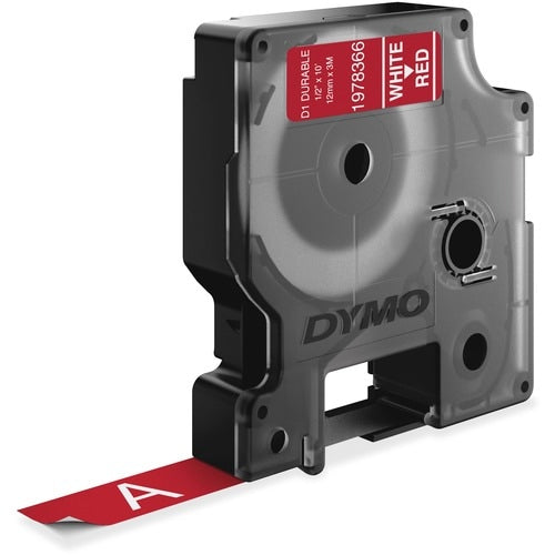 Etiquetas duraderas Dymo D1 - Ancho de 12,70 mm (1/2") - Blancas y rojas - Resistentes al agua -