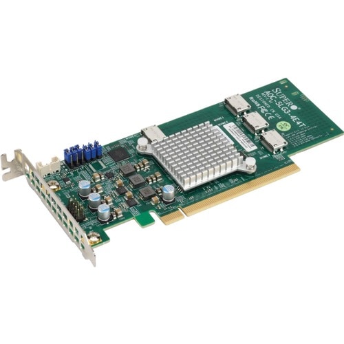 Adaptador de bus host interno NVMe de cuatro puertos y perfil bajo Supermicro - PCI Express 3.0 x16