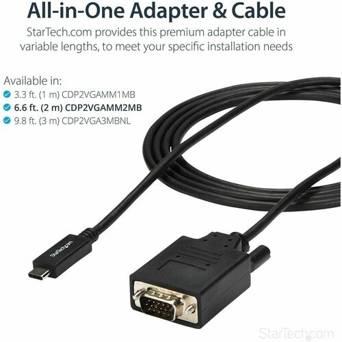 StarTech.com 6ft/2m USB C to VGA Cable