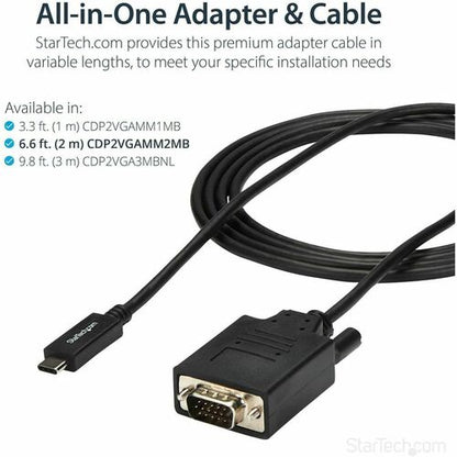 StarTech.com 6ft/2m USB C to VGA Cable