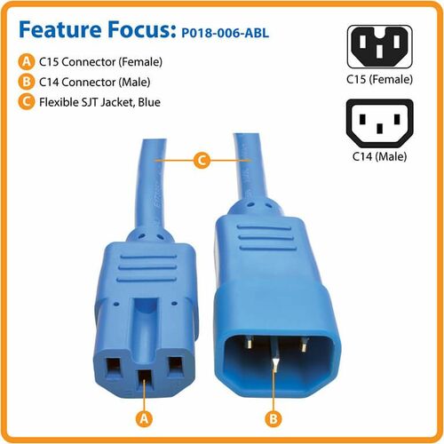 Cordon d'alimentation standard Tripp Lite série P018-006-ABL - Pour PDU